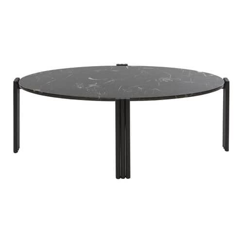 Table basse Tribus / 92 x 47 x H 35 cm - Marbre - AYTM - Marbre noir / Noir - Acier, Marbre