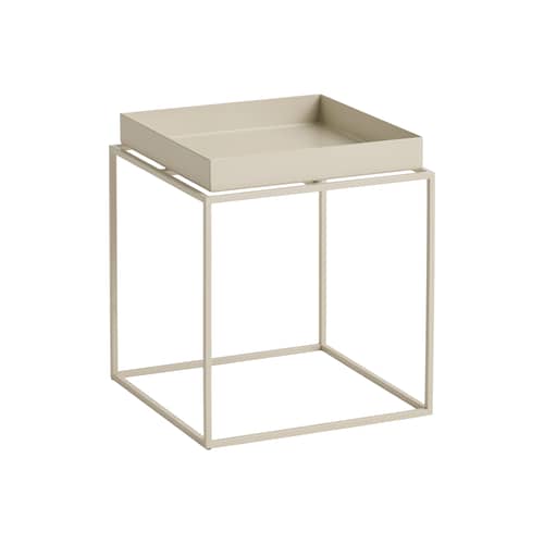 Table d\'appoint Tray Small Low métal beige / 30 x 30 x H 34 cm - Hay - Beige - Acier thermolaqué