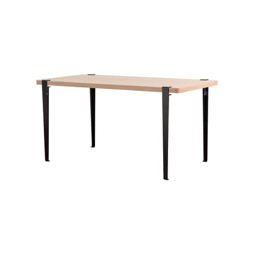 Table rectangulaire Balthazar / 150 x 75 cm - 4 à 6 personnes / Bois éco-certifié - TIPTOE - Noir graphite / Chêne - Acier, Bois recyclé aggloméré plaqué chêne