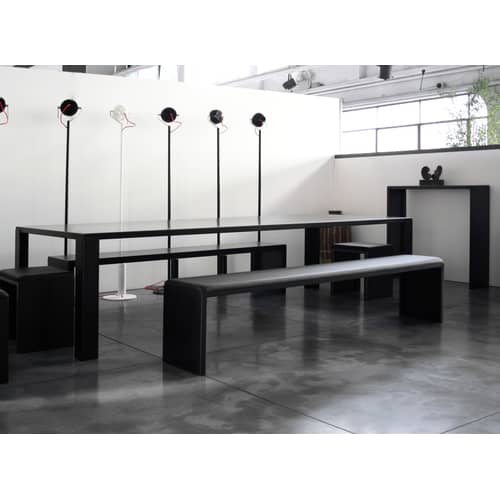 Table rectangulaire Big Irony métal noir / Maurizio Peregalli, 2000 - 238 x 100 cm - Zeus - L 238 / Acier phosphaté noir - Acier phosphaté