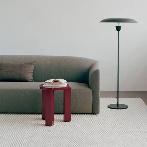 Tabouret Atlas bois rouge / Rond - NEW WORKS - Bordeaux - MDF laqué