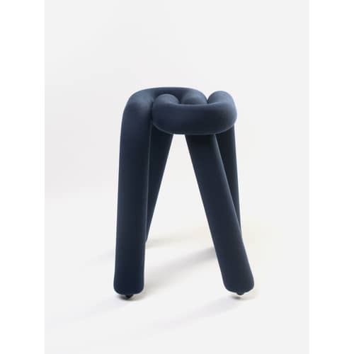 Tabouret rembourré Bold tissu bleu - Moustache - Bleu foncé - Acier, Mousse, Tissu