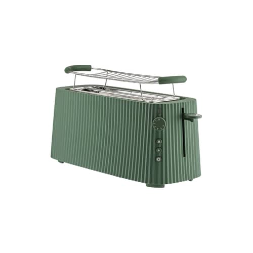 Toaster Plissé plastikmaterial grün / Long -  4 Scheiben / 1700W - Alessi - Grün - rostfreier Stahl, thermoplastisches Harz