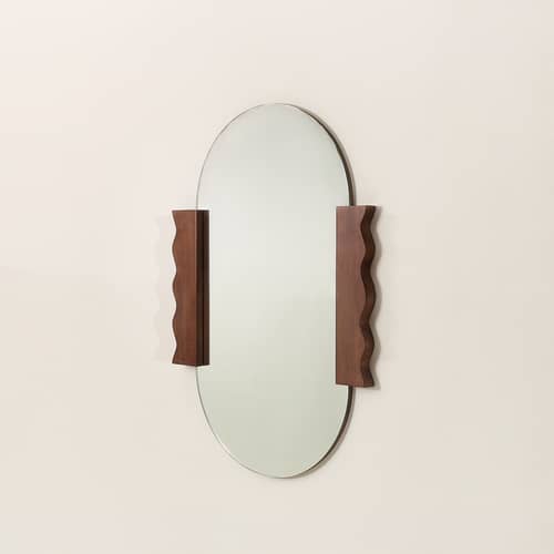 Wandspiegel Heju X Nobodinoz holz braun / Small – 53 x 75 cm - NOBODINOZ - H 75 cm / Holz dunkel - Glas, Massives Heveaholz