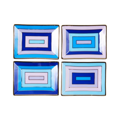 Set de 4 coupelles Scala Petite céramique / 7 x 5 cm - Jonathan Adler - Scala / Bleu & violet - Porcelaine