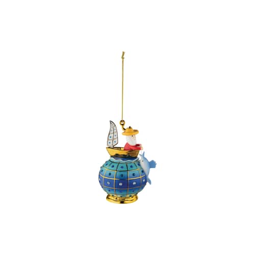 Fleurs de Jorì Bauble ceramic blue multicoloured gold / Vecchio e il Mare - Hand-painted porcelain - Alessi - Old man & sea - China