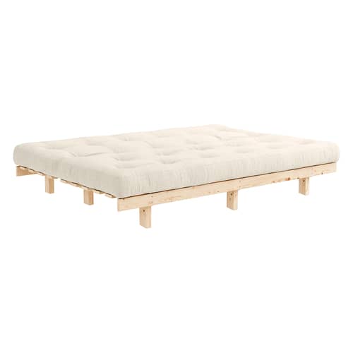 Canapé convertible Lean lin & pin / L 200 cm - KARUP DESIGN - Lin 914 / Pin - Fibres recyclées mélangées, Mousse, Pin massif certifié FSC, Tissu