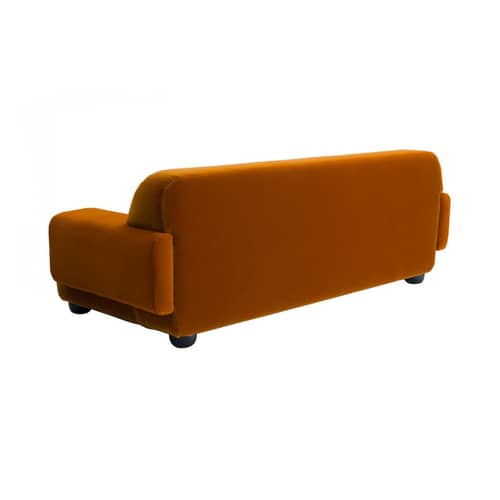 Canapé droit Lena  / L 230 cm - 3 places / Velours Cognac - POPUS EDITIONS - Velours Cognac - Hêtre massif, Mousse HR, Ouate de polyester, Panneaux de particules, Velours