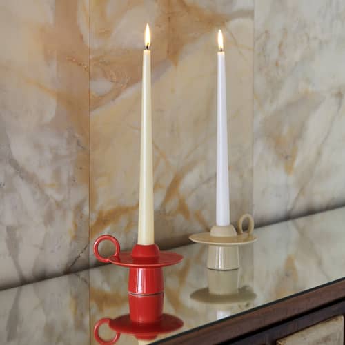 Momento JH39 Candle stick ceramic white / Jaime Hayon - Ø 11.8 x H 8.5 cm - &tradition - Ivory - Glazed ceramic