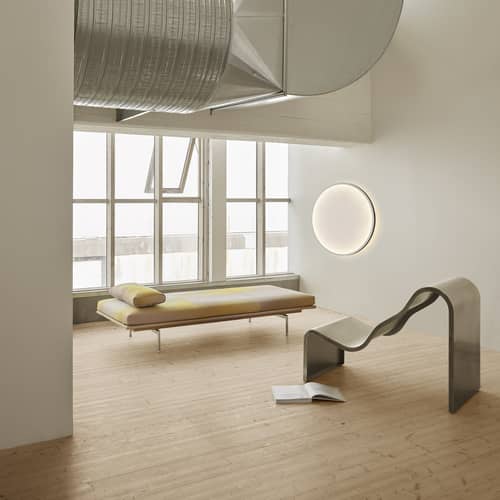 Fauteuil Dream View Bench métal argent / L 60 cm - Muuto - Acier brossé - Acier inoxydable brossé
