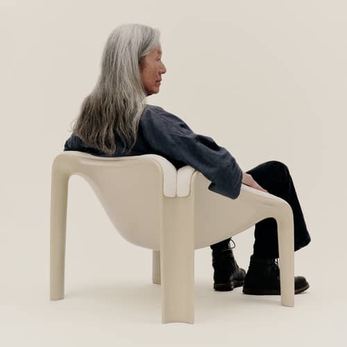 Fauteuil rembourré F300 tissu blanc / Pierre Paulin, réédition 1965 - Gubi - Tissu blanc / Vert pastel - HiREK, Mousse, Tissu