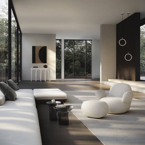 Fauteuil rembourré Toe Flat tissu blanc / Avec accoudoirs - 101 COPENHAGEN - Blanc cassé (tissu bouclé) - Bois, Mousse, Tissu bouclé