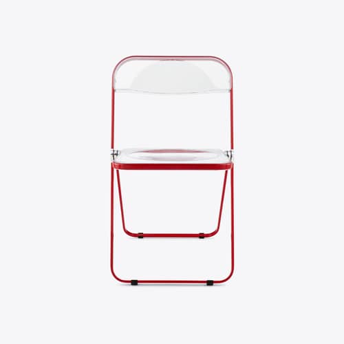 Plia Folding chair plastic material transparent / Giancarlo Piretti, 1967 - ANONIMA CASTELLI - Transparent / Red Structure - Polycarbonate, Steel