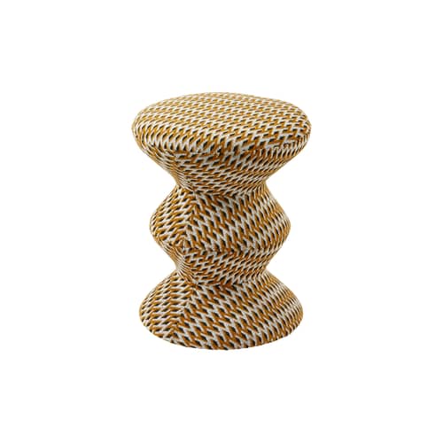 Gepolsterter Hocker Zig Zag Soft textil gelb - POLSPOTTEN - Ocker - Gewebe, Holz, Schaumstoff