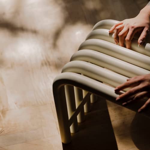 Hocker Nokk metall beige - NOO.MA - Beige Wüste - Stahl