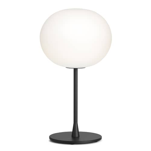 Lampada da tavolo Glo-Ball T1 vetro bianco nero / H 60 cm - Vetro soffiato a bocca - Flos - Nero - Acciaio verniciato, Vetro soffiato a bocca
