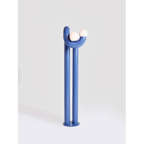 Lampadaire Modulation 2 métal bleu / H 170 cm - Axel Chay - Bleu - Acier laqué, Verre