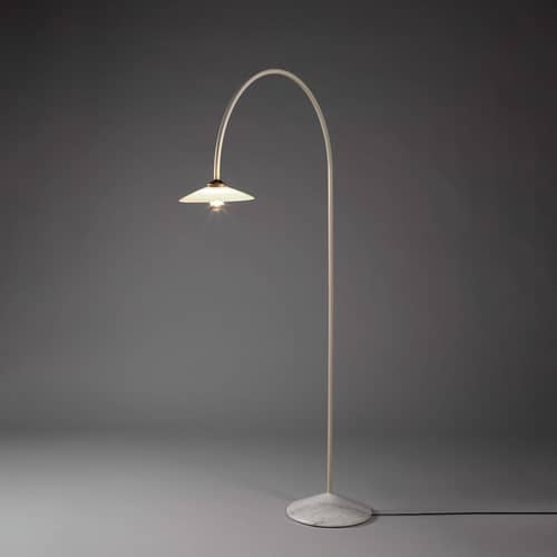 Lampada a stelo Marble n°2 metallo bianco / H 172 x L 103 cm - valerie objects - Avorio - Acciaio, Marmo, Vetro