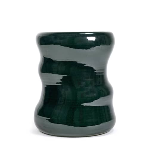 Table d\'appoint Pawn Organic céramique vert / Tabouret - Céramique - Serax - Vert foncé / Ø 35 x H 31 cm - Terre cuite émaillée