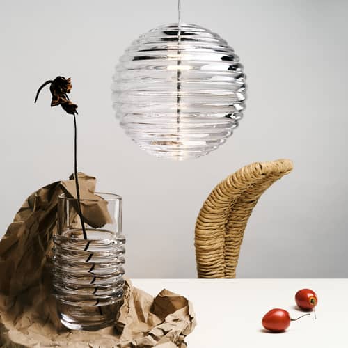 Press Medium Sphere Pendant glass transparent / LED - Ø 30 cm - Tom Dixon - Sphere / Transparent - Pressed glass
