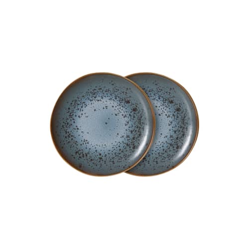 Piatto da dessert 70s ceramics ceramica blu / Set di 2 - Ø 22 cm - HK LIVING - Mineral - Gres smaltato