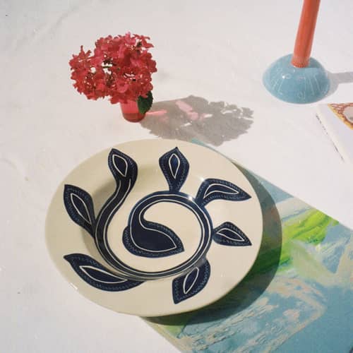 Piatto Patricia ceramica blu / Ø 26 cm - Dipinto a mano - LAETITIA ROUGET - Patricia / Blu & bianco - Gres