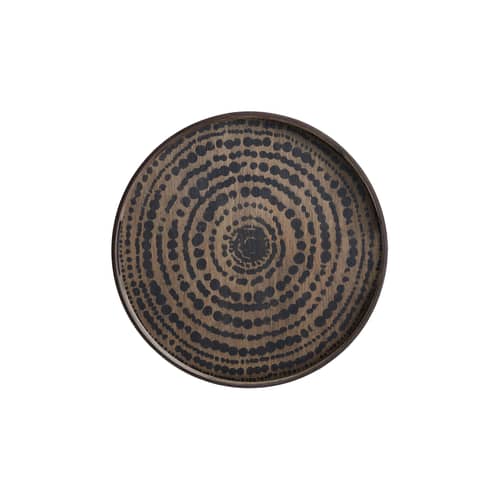 Plateau Indigo Beads  / Ø 48 cm - Ethnicraft - Beads / Noir - Bois