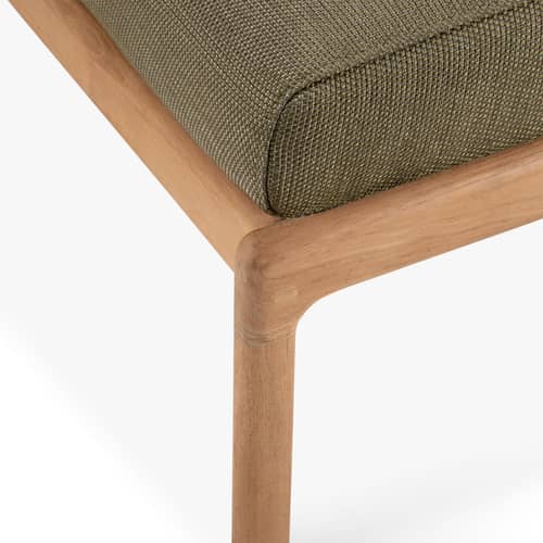 Pouf d\'extérieur Jack Outdoor / 71 x 54 cm - Teck - Ethnicraft - Vert - Mousse, Teck massif, Tissu polypropylène