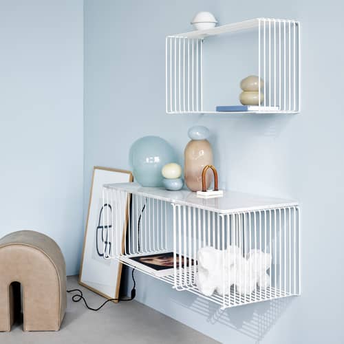 Panton Wire Single Cube Shelf metal white / 34.8 x H 34.8 x D 34.8 cm - Verner Panton, 1971 - MONTANA - Snow 38 - Lacquered stainless steel wire