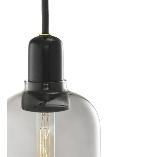 Sospensione Amp Large vetro pietra grigio nero / Ø 11 x H 26 cm - Normann Copenhagen - Grigio fumé / Marmo nero - Marmo, Vetro