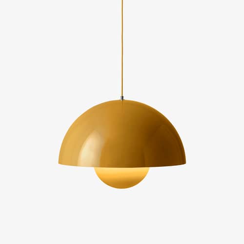Suspension Flowerpot Big VP2 métal jaune / Ø 50 cm - Verner Panton, 1968 - &tradition - Moutarde - Aluminium laqué