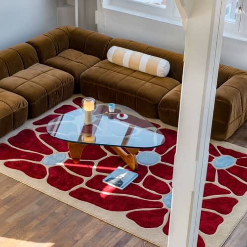 Tapis Groovy Bloom rouge / 290 x 200 cm - Fatboy - 290 x 200 cm - Velours
