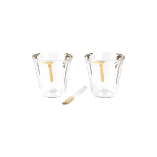 Set de 2 tasses à espresso avec agitateurs Estetico Quotidiano Anniversary - Seletti - Transparent & or - Or fin véritable, Verre
