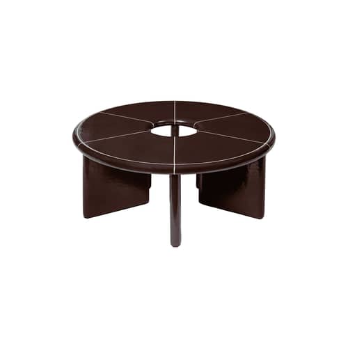 Tavolino Deya pietra marrone / Ø 80 x H 32 cm - Calcestruzzo spatolato - Ferm Living - Marrone - Calcestruzzo rinforzato con fibre di vetro