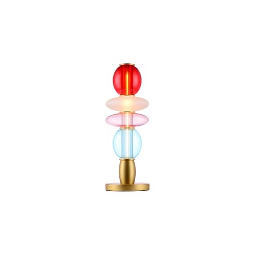 Tischleuchte Léonor glas bunt / Ø 15 x H 41,7 cm - ELEMENTS LIGHTING - Rot / Blau / Rosa / Gold - Aluminium, Glas