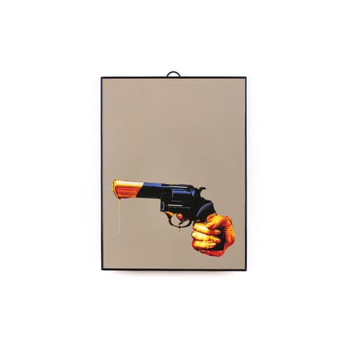 Miroir Toiletpaper / Revolver - Medium H 30 cm - Seletti - Revolver / Noir - Matière plastique, Verre sérigraphié
