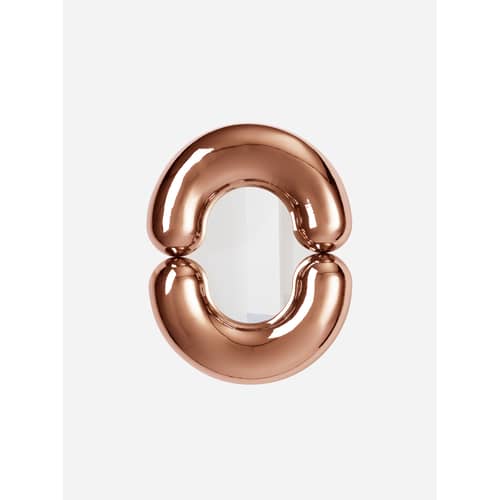 Zodiac Bumper Small Wall mirror ceramic copper metal / W 55 x H 70 cm - Jean-Baptiste Fastrez, 2020 - Moustache - Copper - Ceramic, Glass