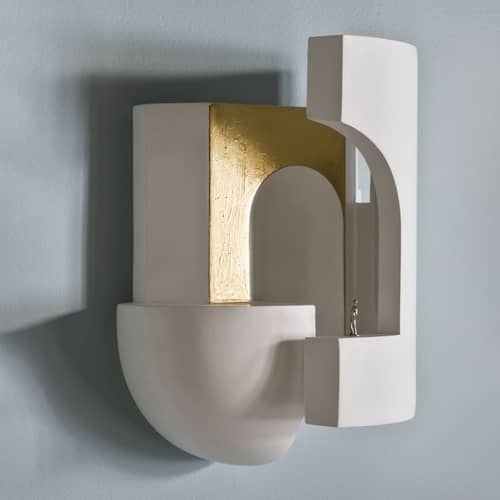 Wandleuchte Soul Story 2 stein weiß gold / LED - Gips & Blattgold - DCW éditions - Blattgold / Weiß - Gips