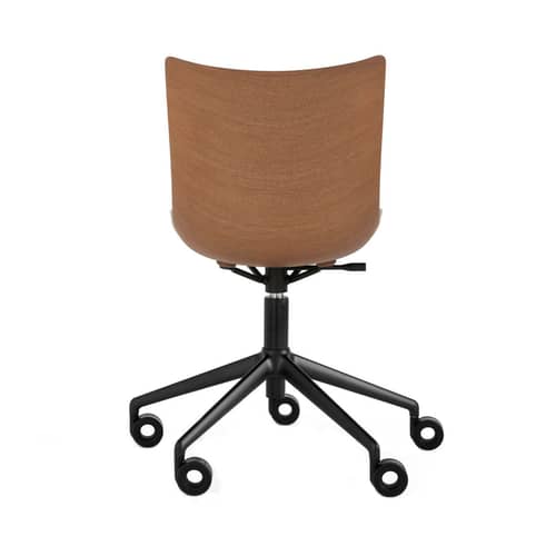 P/Wood Wheelchair natural wood / Moulded wood - Adjustable height - Kartell - Dark wood / Black - Aluminium, Moulded wood plywood, Steel