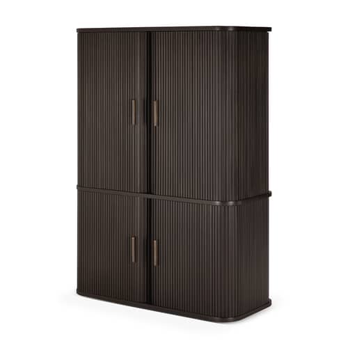 Armoire Roller Max bois marron / L 100 x H 142 cm - Ethnicraft - Acajou brun foncé - Acajou massif teinté