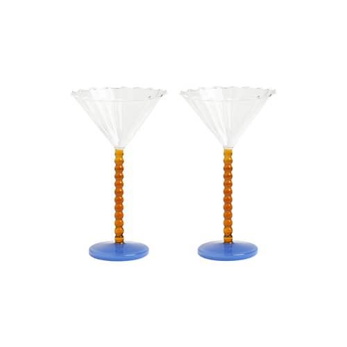 Coupe à champagne Perle / Set de 2 - 15 cl - & klevering - Ambre & bleu - Verre