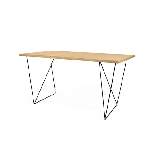 Oscar Desk natural wood / W 140 x D 75 cm - Oak - POP UP HOME - Oak / Black base - chipboard panels, Lacquered metal, MDF, Oak veneer