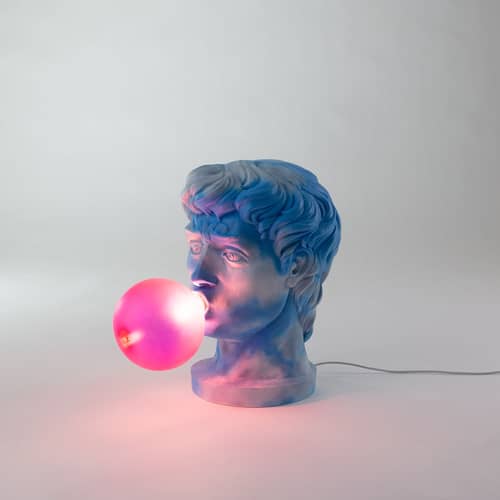 Lampe de table Wonder Cloud bleu / H 40 cm - Résine - Seletti - Wonder / Bleu - Résine, Verre