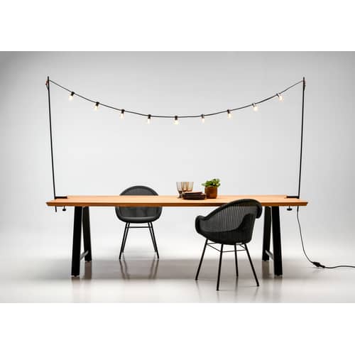  Lichtgirlande im Freien Light My Table plastikmaterial schwarz / Mit Befestigungen für Tischplatten - Vincent Sheppard - Schwarz - Leder, Neopren, thermolackierter Stahl