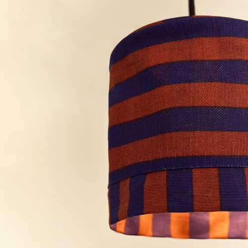 MÖBELZUBEHÖR Linda textil blau / Ø 20 x H 21 cm - NOBODINOZ - Braunrot – Tintenblau - Eisen, Organische Baumwolle