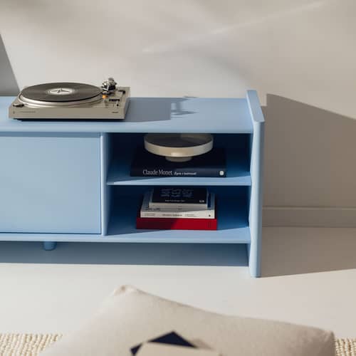 Mobile TV Rali legno blu / L 160 x H 58 cm - NOO.MA - Azzurro - MDF