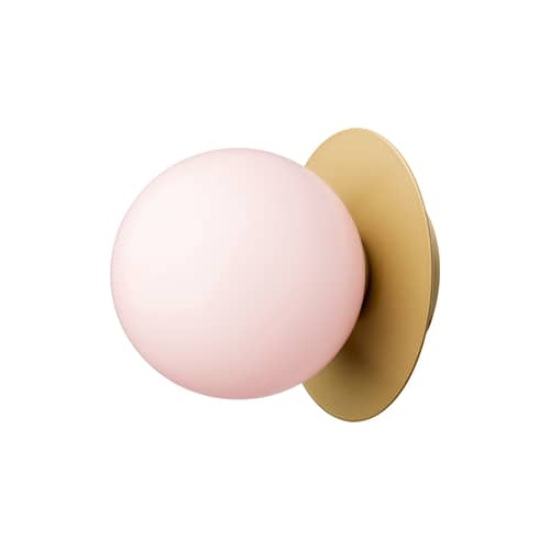 Applique salle de bains Liila 1 Medium / Plafonnier - Ø 14 cm - NUURA - Rose (verre lisse) / Doré - Aluminium, Verre soufflé bouche