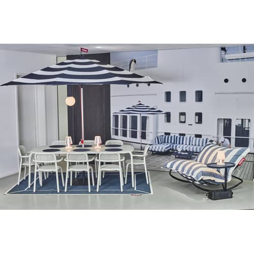 Pouf d\'extérieur The Original Outdoor bleu / Tissu Olefin - Fatboy - Rayé bleu Océan -  Micro-billes EPS, Tissu oléfine