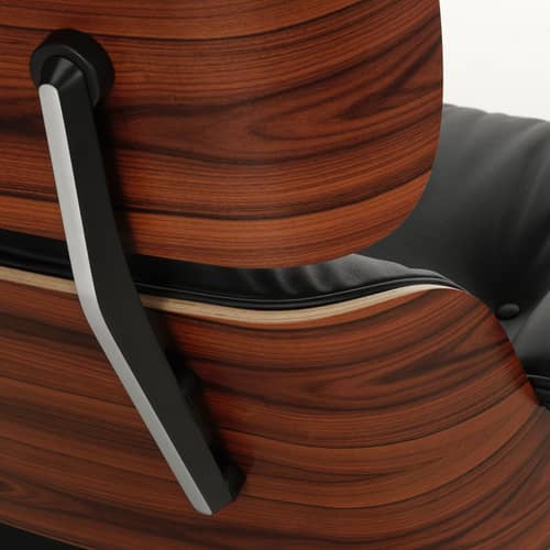 Lounge Chair & Ottoman Set armchair & footrest leather black / Eames (1956) - Vitra - Rosewood / Black (Leather) - Curved plywood, Lacquered chestnut veneer, Leather, Polyurethane foam