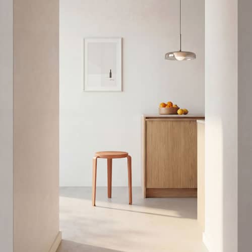 Lou Chroma Stackable stool wood red / Eco-certified Wood - TIPTOE - Tangerine red - Eco-certified wood, Steel